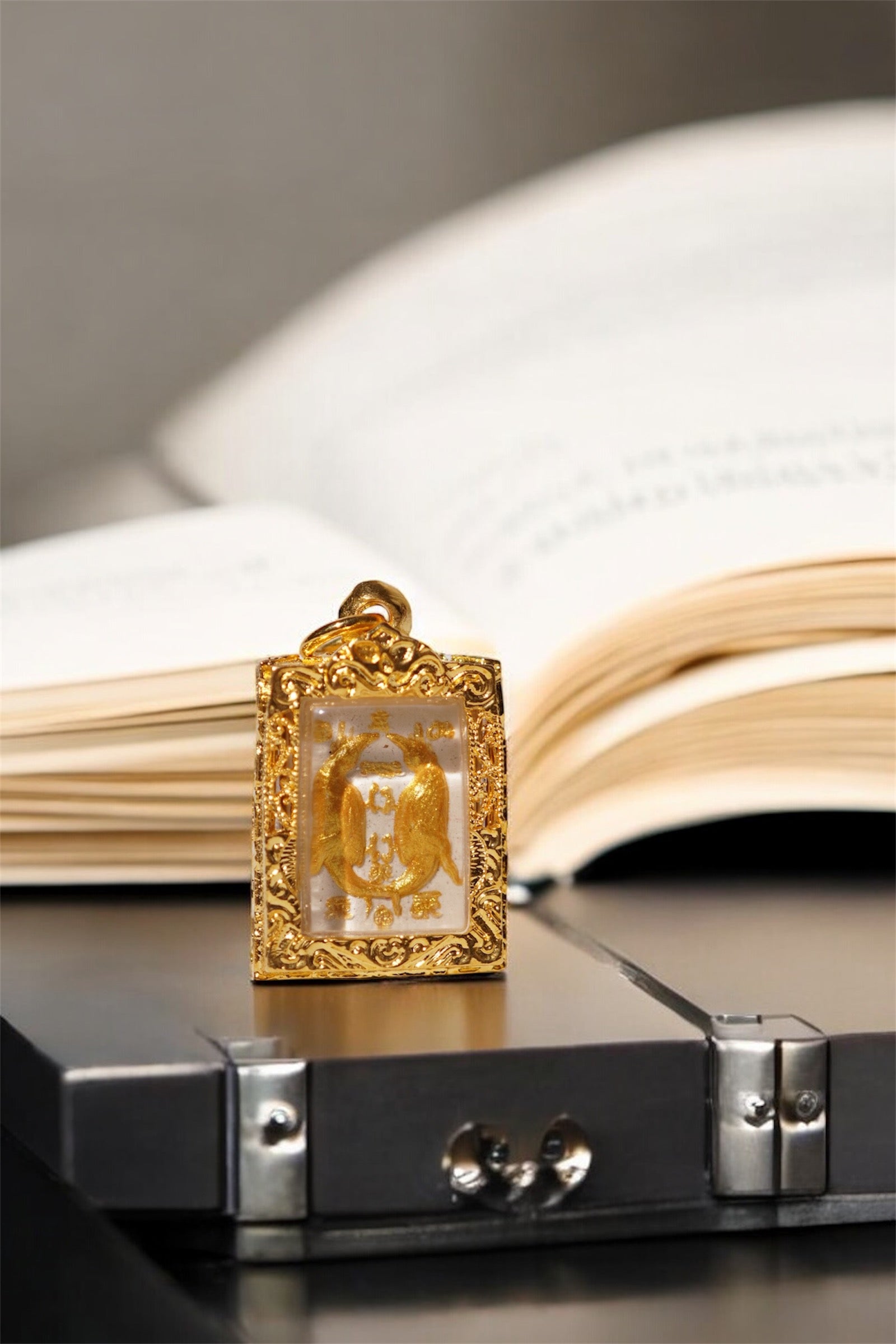 Salika Gold on White Amulet