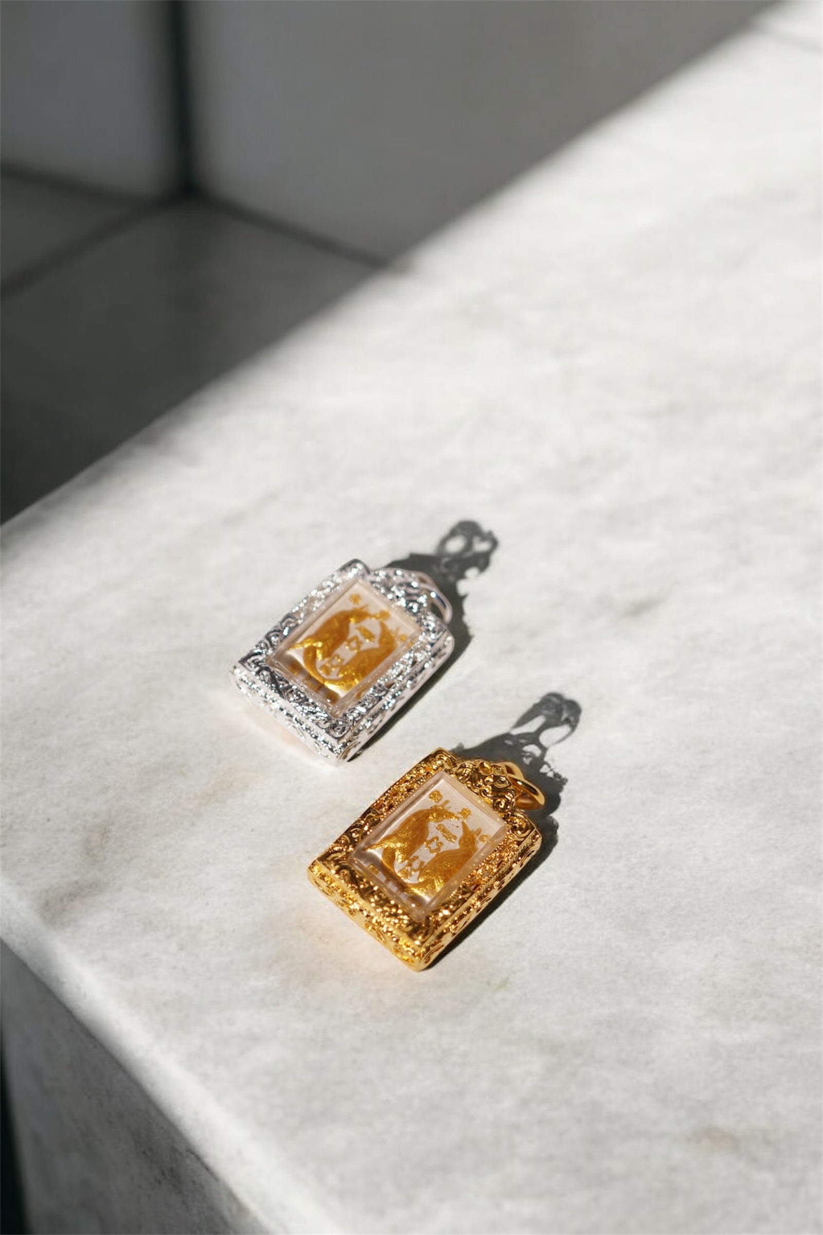 Salika Gold on White Amulet